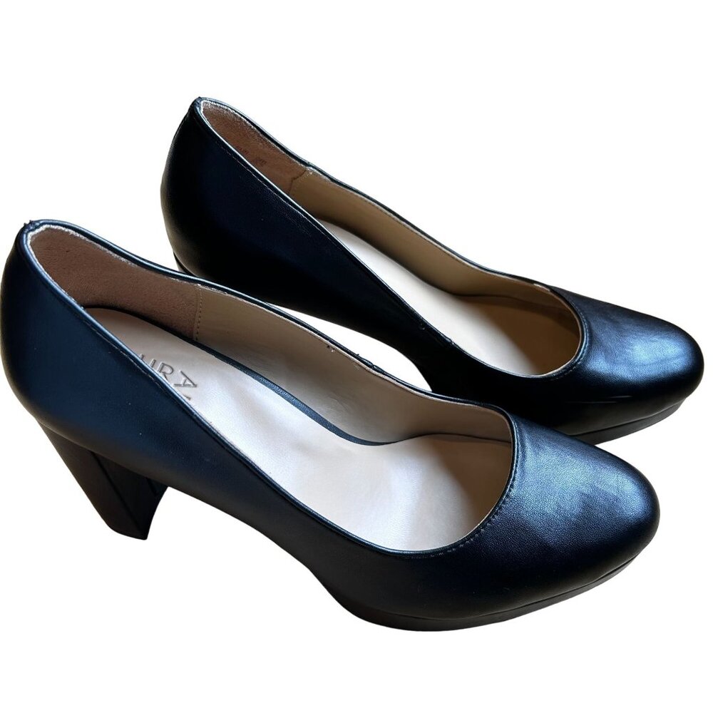 Naturalizer Women's Berlin Black Platform Block Slip-on Pumps Sz 8.5